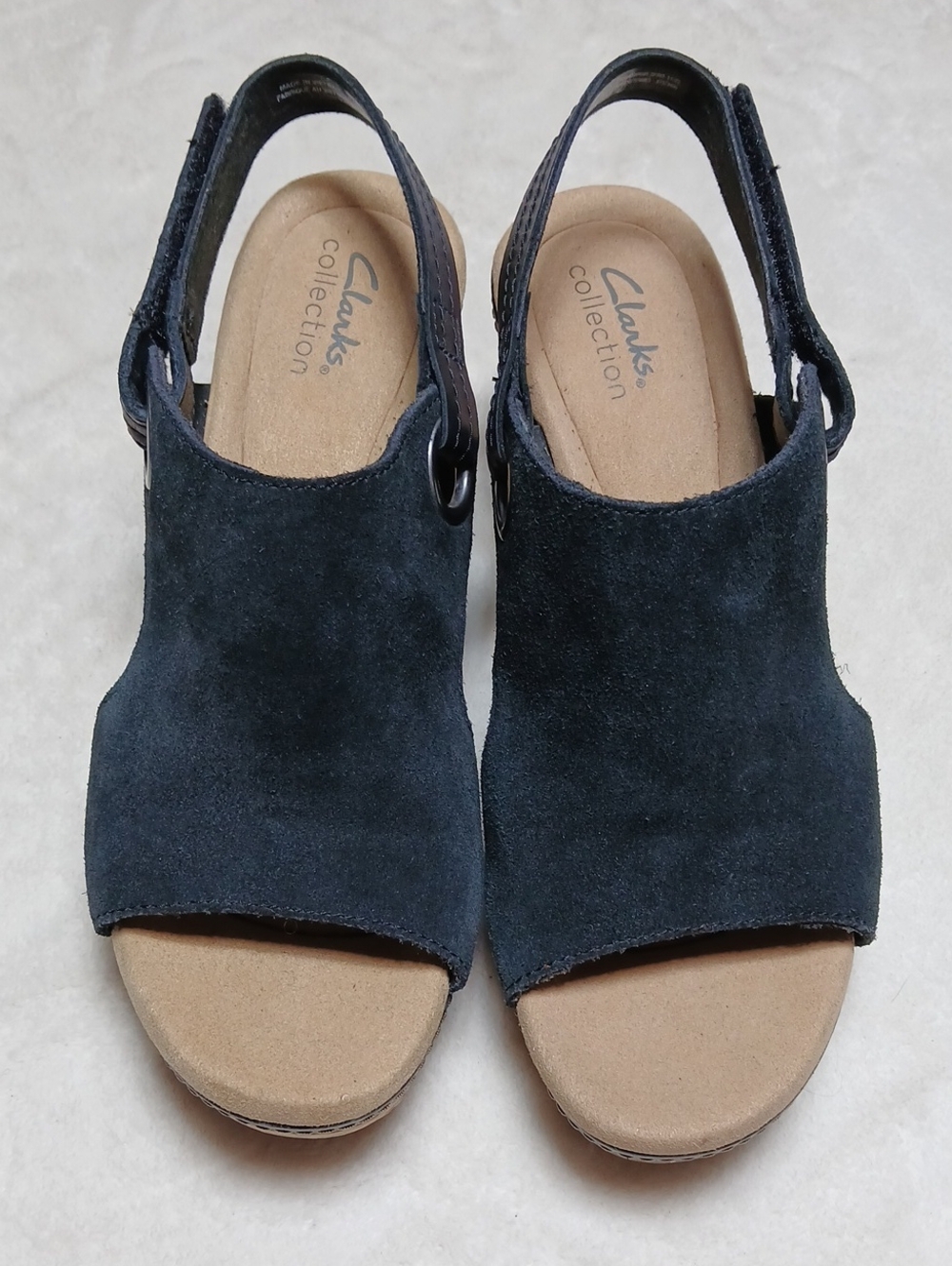 Clarks Black Suede Open-Toe Slingback Sandals Size 9